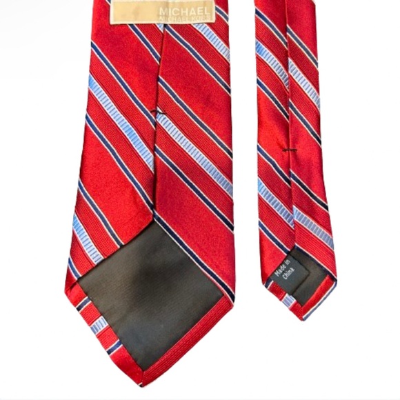MICHAEL Michael Kors Silk Tie 61“L x 3.5“W • Red White & Blue Stripes - Picture 3 of 5